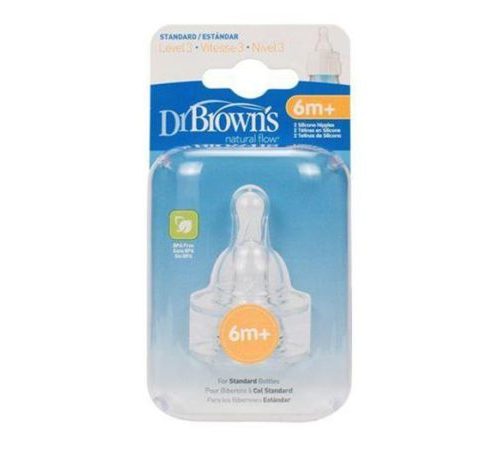 Dr. Brown’s two replacement nipple silicone 6m+ (narrow neck)