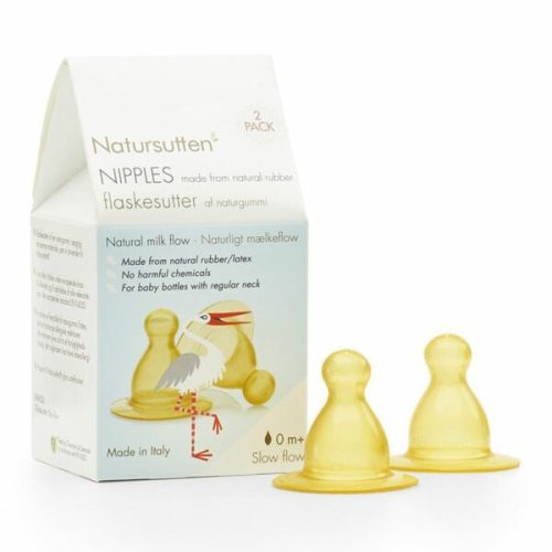 Natursutten Natural Rubber Nipples for Glass Baby Bottles (2-pack)